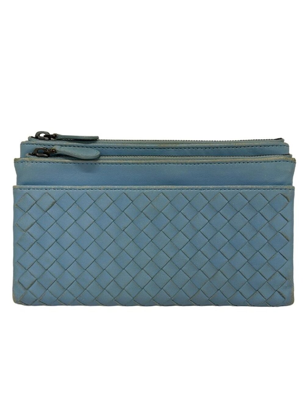 Bottega Veneta Wallet Intrecciato Light Blue Leather